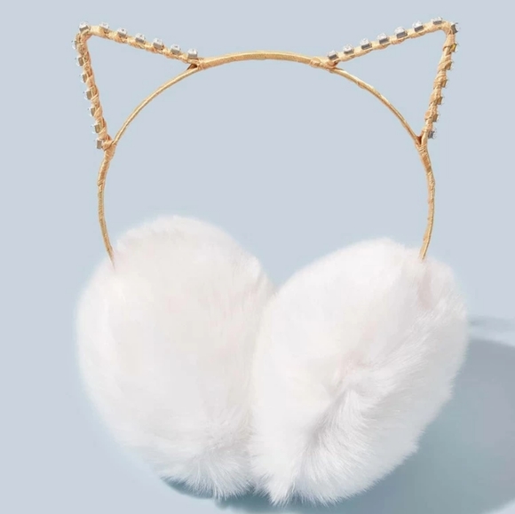 Ear Warmers# Cute Cat Ear 😺Rhinestones Ear Muffs - Picture 2 of 9